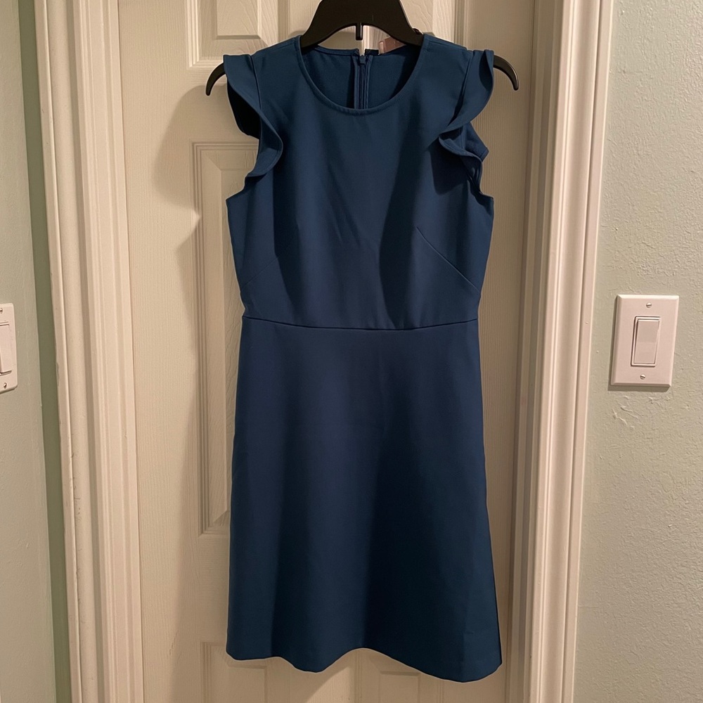 LOFT teal flutter sleeve dress